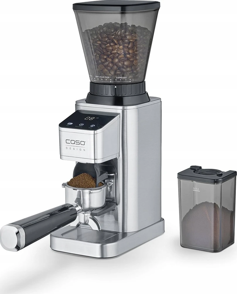 Kavamalė Caso kavos malūnėlis | Barista Chef Inox | 150 W | Kavos pupelių talpa 250 g | Puodelių skaičius 12 vnt(s) | Nerūdijantis plienas
