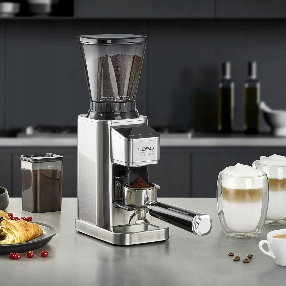 Kavamalė Caso kavos malūnėlis | Barista Chef Inox | 150 W | Kavos pupelių talpa 250 g | Puodelių skaičius 12 vnt(s) | Nerūdijantis plienas