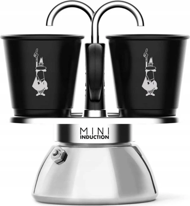 Bialetti Mini Express Induction 2TZ (100ml) + 2 Juoda puodeliai