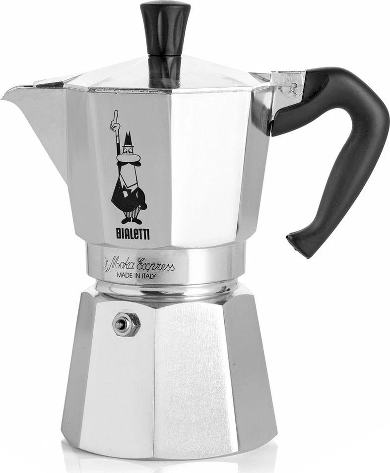 Bialetti Moka Express aliumininis kavinukas tiesiai iš šono