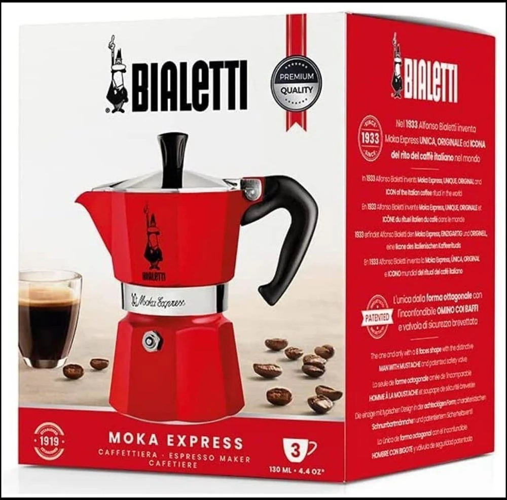 Moka kavinukas for 3 cups Moka Express 5466 BIALETTI red