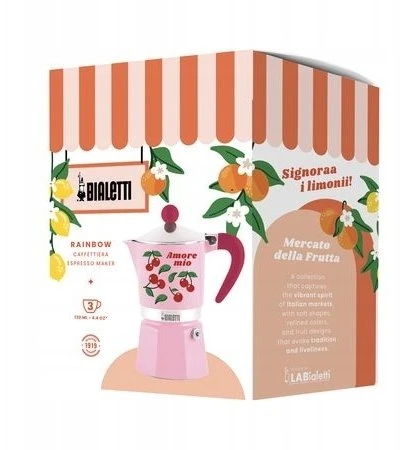 Rožinis Bialetti Fruit Vibes kavinukas su vyšnių dekoru