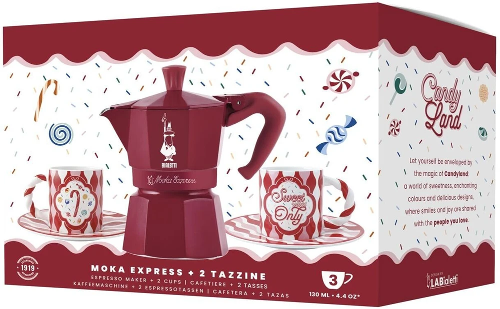 Moka Express 3TZ Set + 2 Cups BIALETTI Candyland 130 ml (5460)