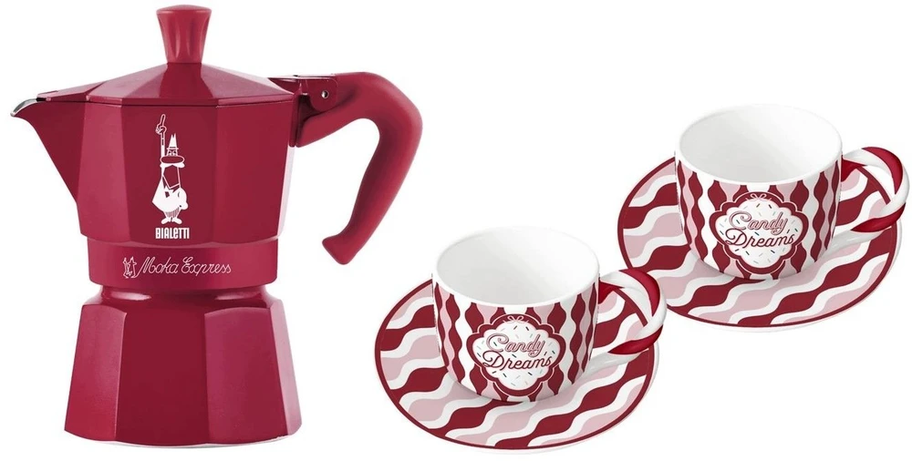 Moka Express 3TZ Set + 2 Cups BIALETTI Candyland 130 ml (5460)