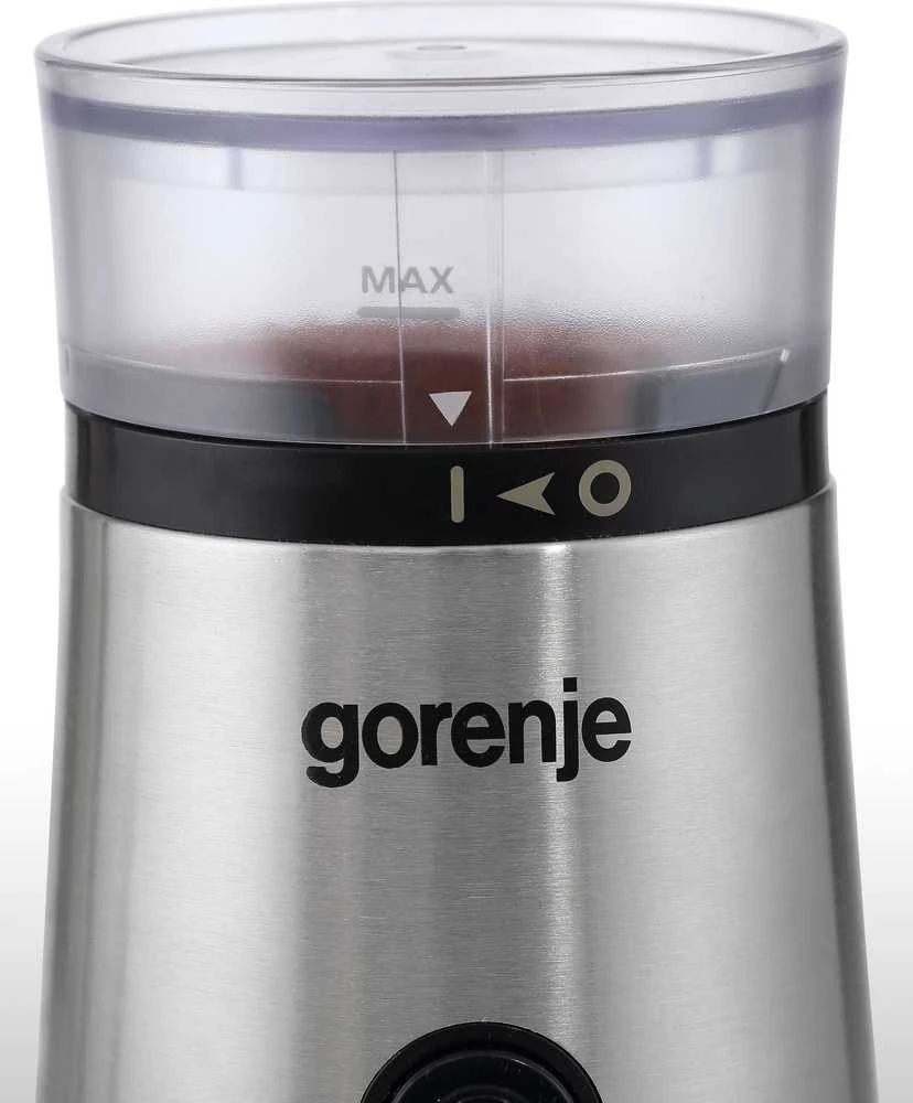 Kavamalė Gorenje | Kavos malūnėlis | SMK150E | 150 W | Kavos pupelių talpa 60 g | Dangčio apsauginis jungiklis | Nerūdijantis plienas