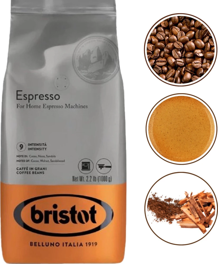 Bristot Espresso 1kg nesmulkintų kavos pupelių