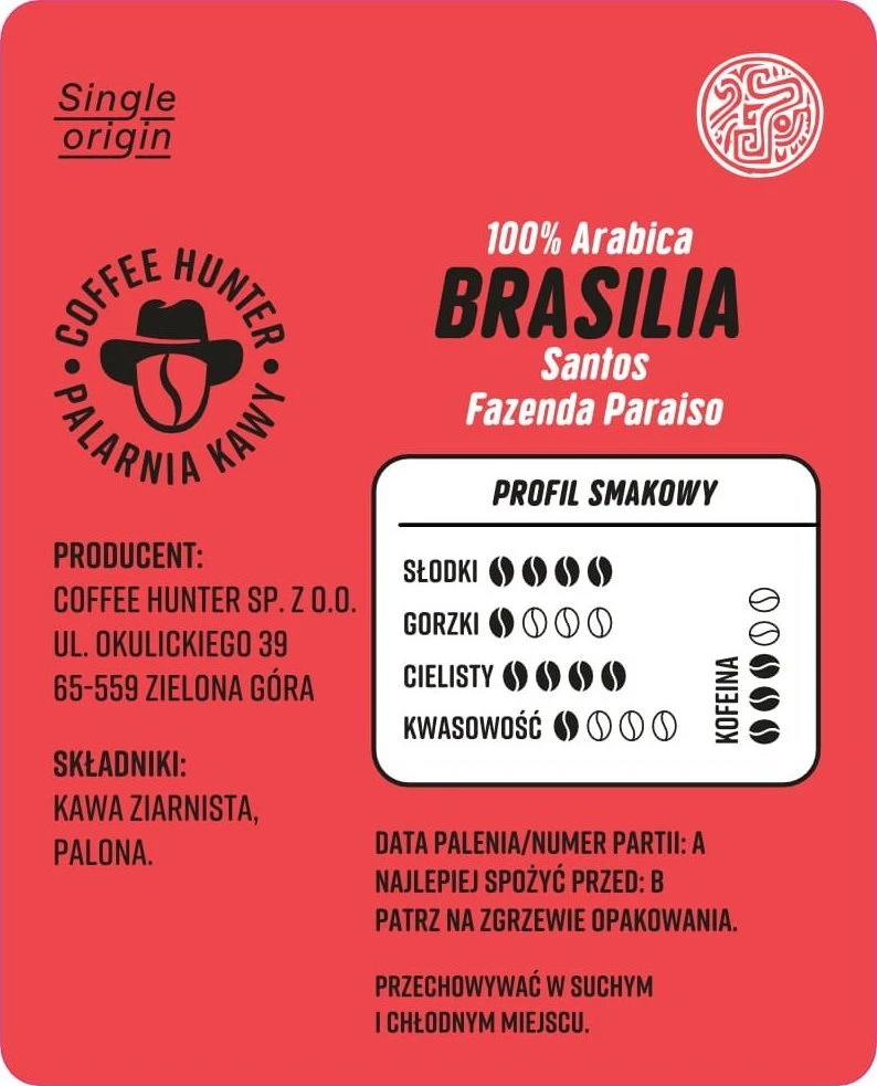 Kavos pupelės Coffee Hunter Brasilia Santos Fazenda Paraiso 250 g
