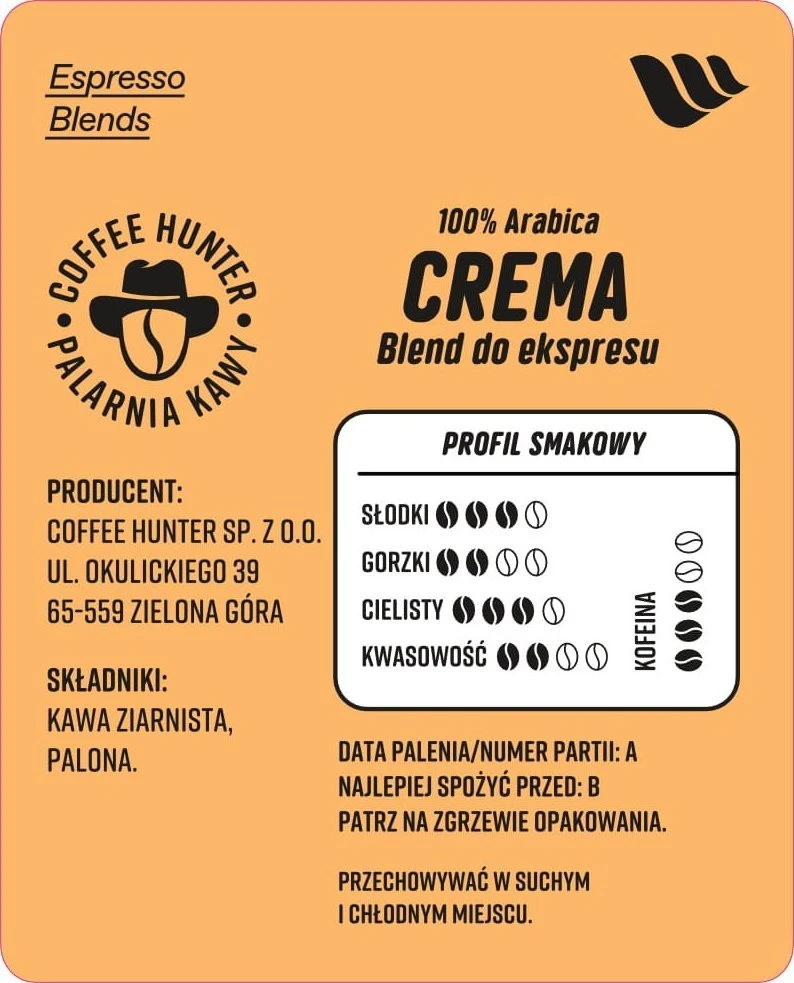 Kavos pupelės Coffee Hunter Crema mišinys 1kg