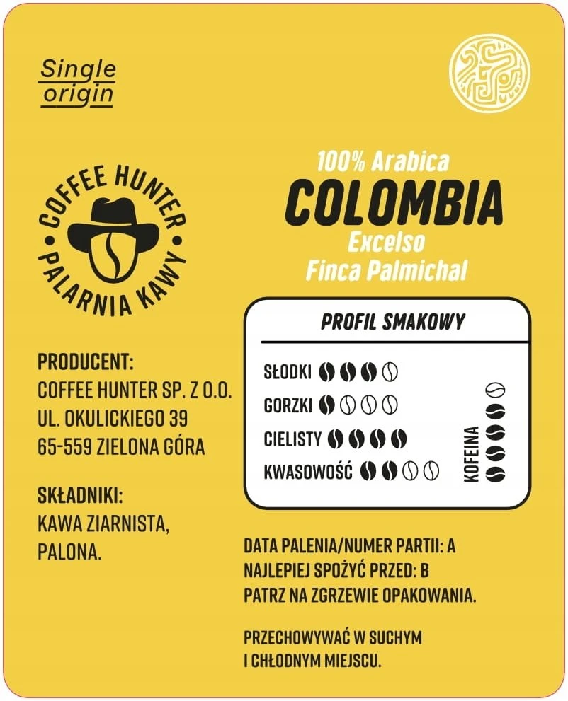 Kavos pupelės Coffee Hunter Kavos pupelės Kolumbija Excelso Finca Palmichal 1kg