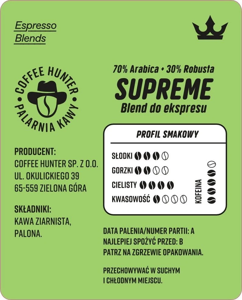 Kavos pupelės Coffee Hunter Supreme 1kg