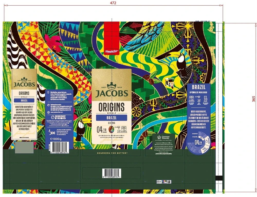 Kavos pupelės Jacobs Origins Single Brazil 1kg
