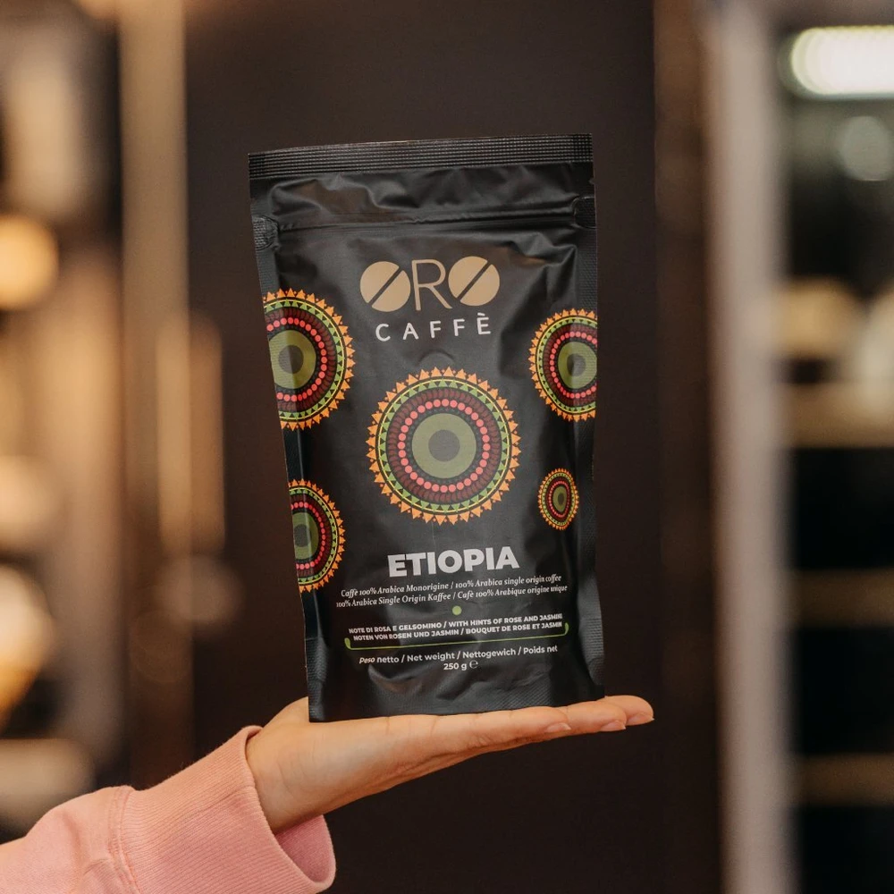 Kavos pupelės Oro Caffe Etiopijos kavos pupelės 100 % arabika 250 g