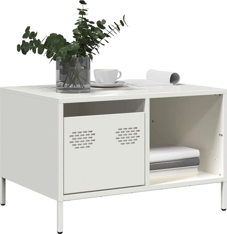 kavos staliukas baltas 68,5x50x43,5 cm šaltai valcuotas plienas