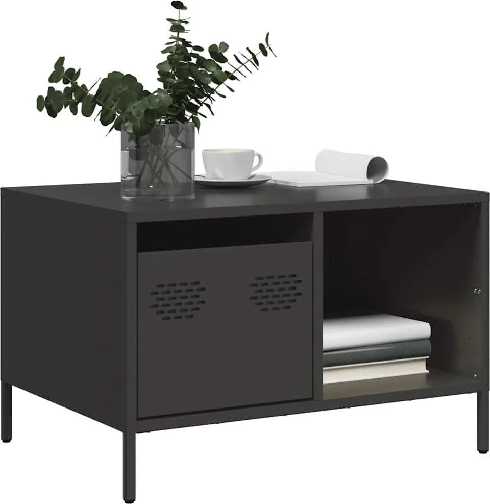 kavos staliukas juodas 68,5x50x43,5 cm šaltai valcuotas plienas