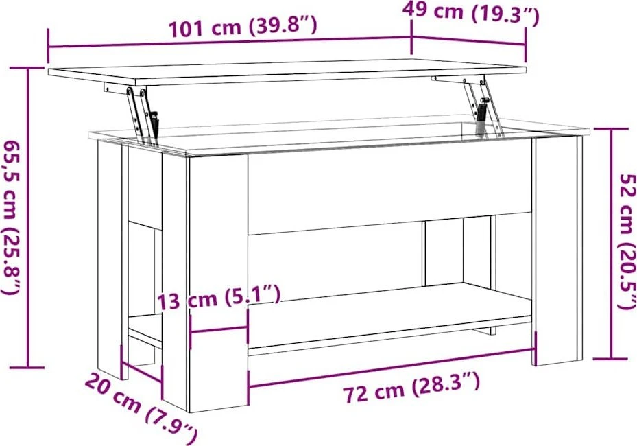 kavos staliukas Old Wood 101x49x52 cm Engineered Wood