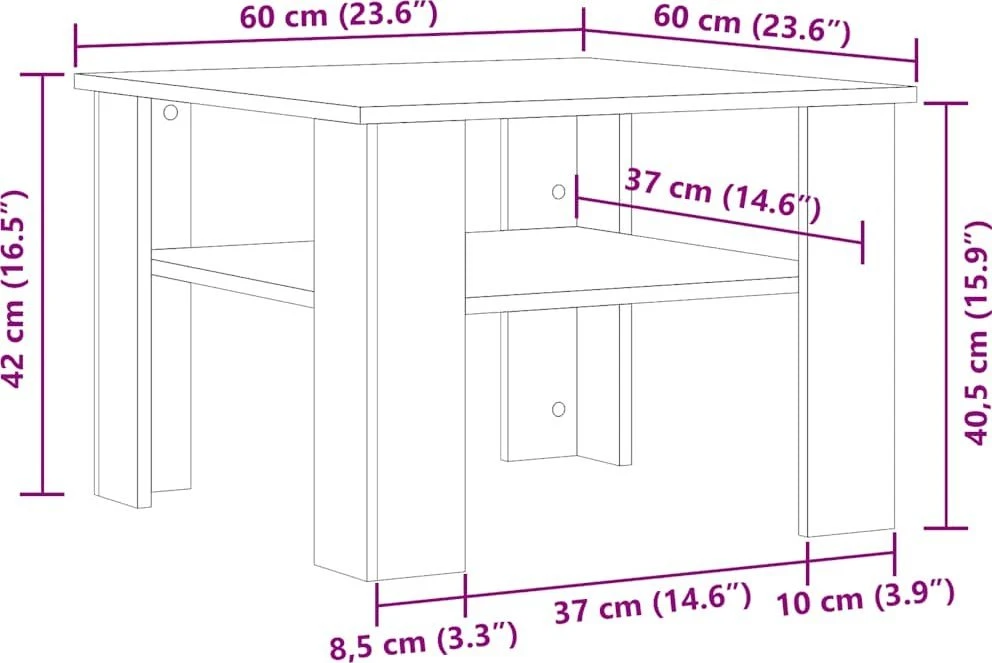 kavos staliukas Old Wood 60x60x42 cm Engineered Wood