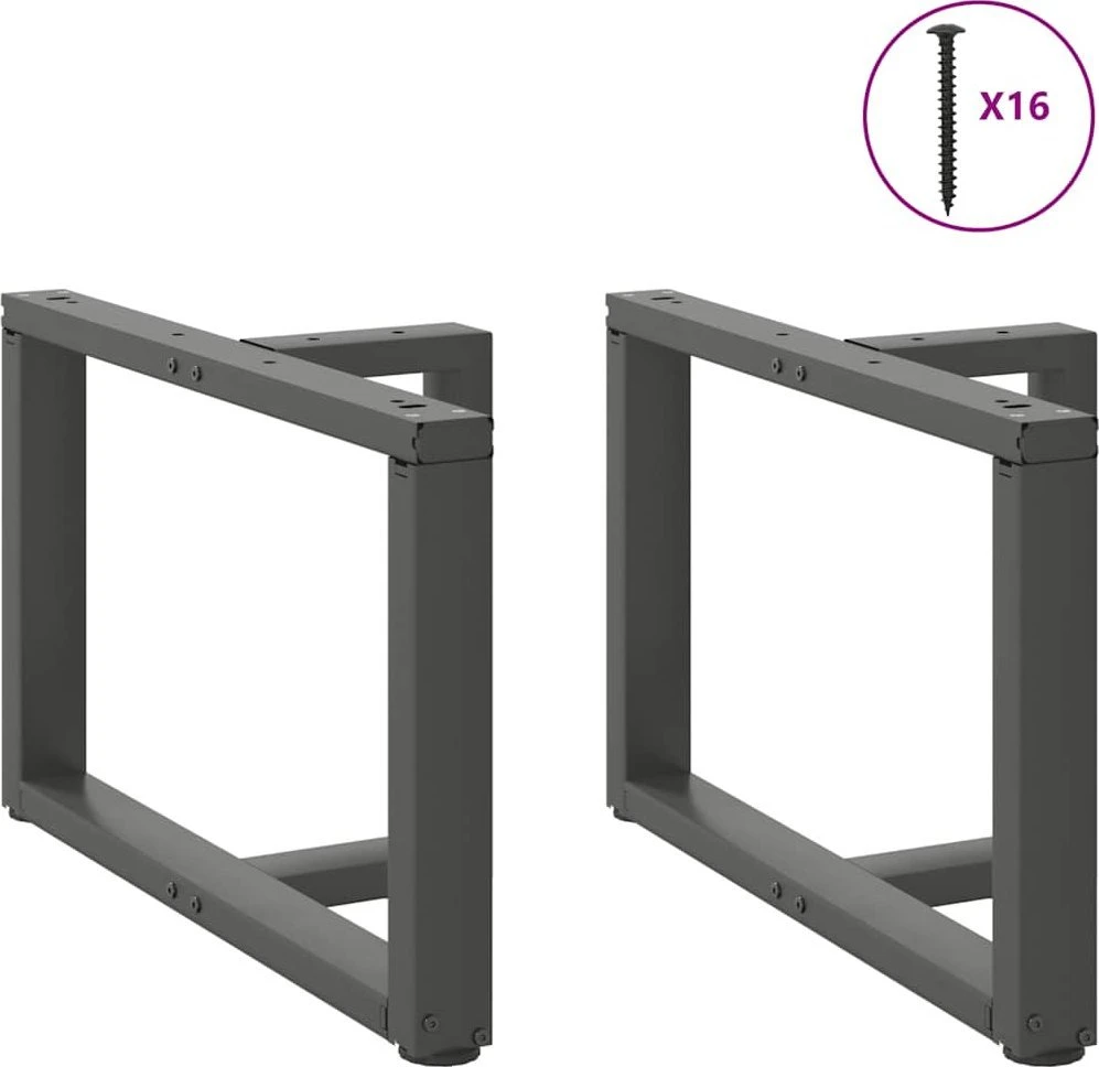 Kavos staliuko kojelės, T formos, 2 vnt., antracito spalvos, 60x25x(42-43) cm, plienas