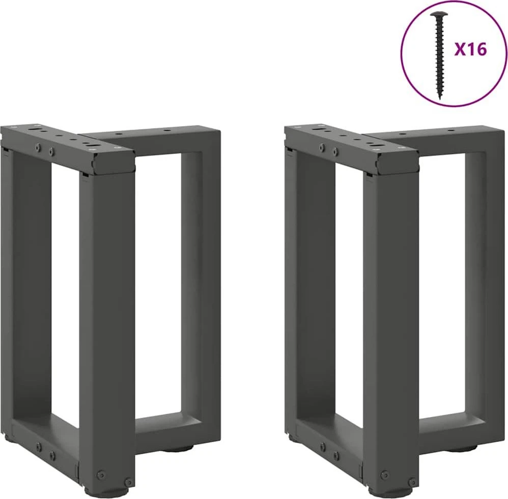 Kavos staliuko kojelės, 2 vnt., antracito spalvos, 28x25x(42-43) cm, plienas