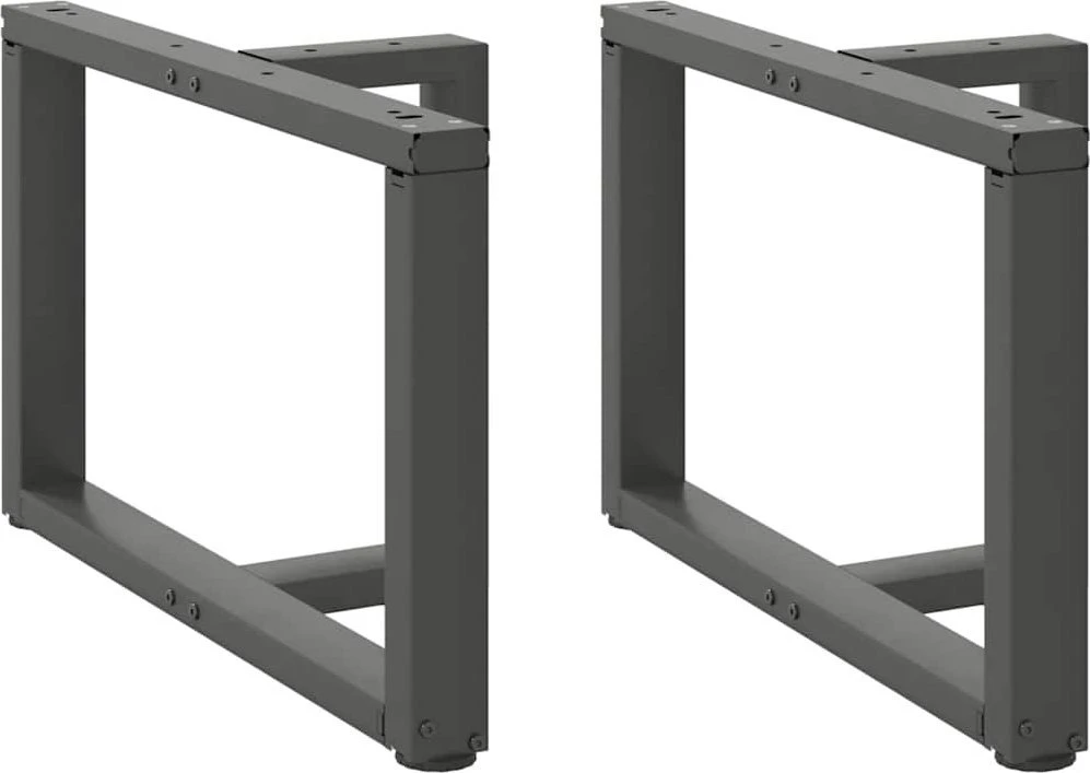 Kavos staliuko kojelės, T formos, 2 vnt., antracito spalvos, 60x25x(42-43) cm, plienas