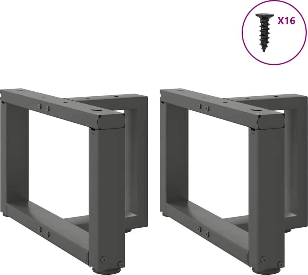 Kavos staliuko kojelės, T formos, 2 vnt., antracito spalvos, 40x25x(30-31) cm, plienas