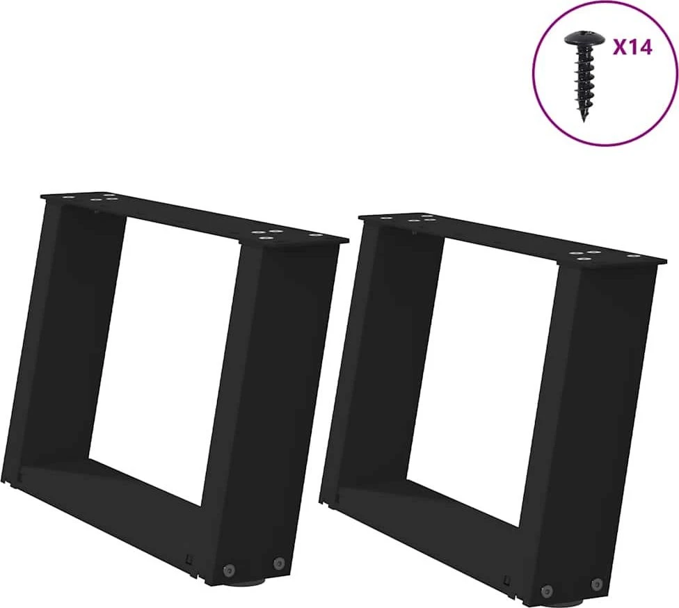 Kavos staliuko kojelės, U formos, 2 vnt., juoda, 50x(30-31)cm