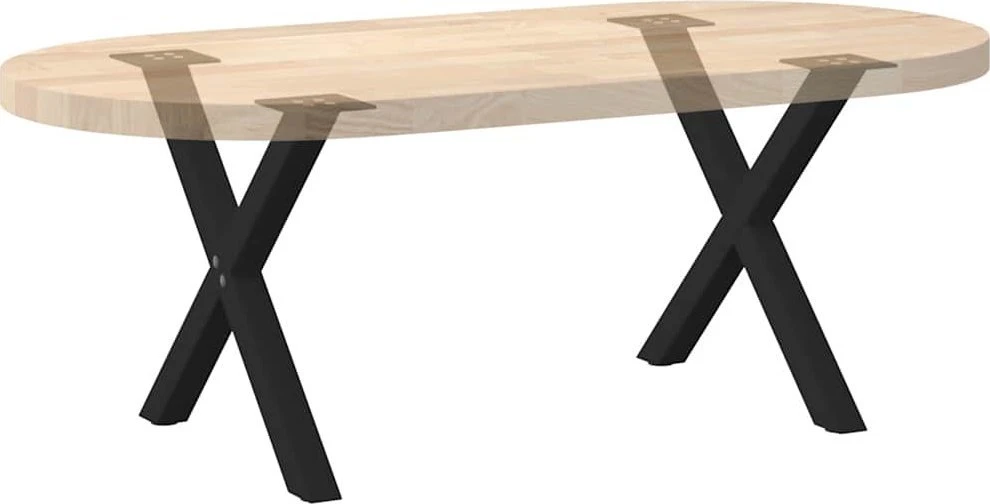 Kavos staliuko kojelės, X formos, 2 vnt., juodos, 50x(42-43) cm, plienas