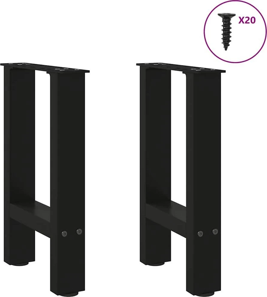 Kavos staliuko kojelės, juoda, 2 vnt., 38x(42-43)cm, plienas