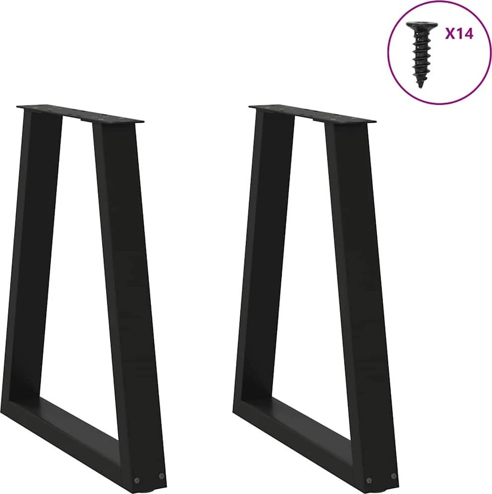 Kavos staliuko kojelės, V formos, 2 vnt., juoda, 50x(72-73)cm