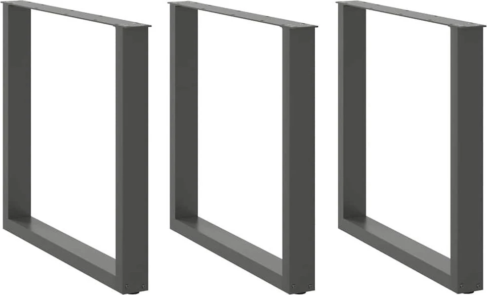 Valgomojo stalo kojos, 3 vnt., antracito spalvos, 90x(72-73) cm, plienas, U formos