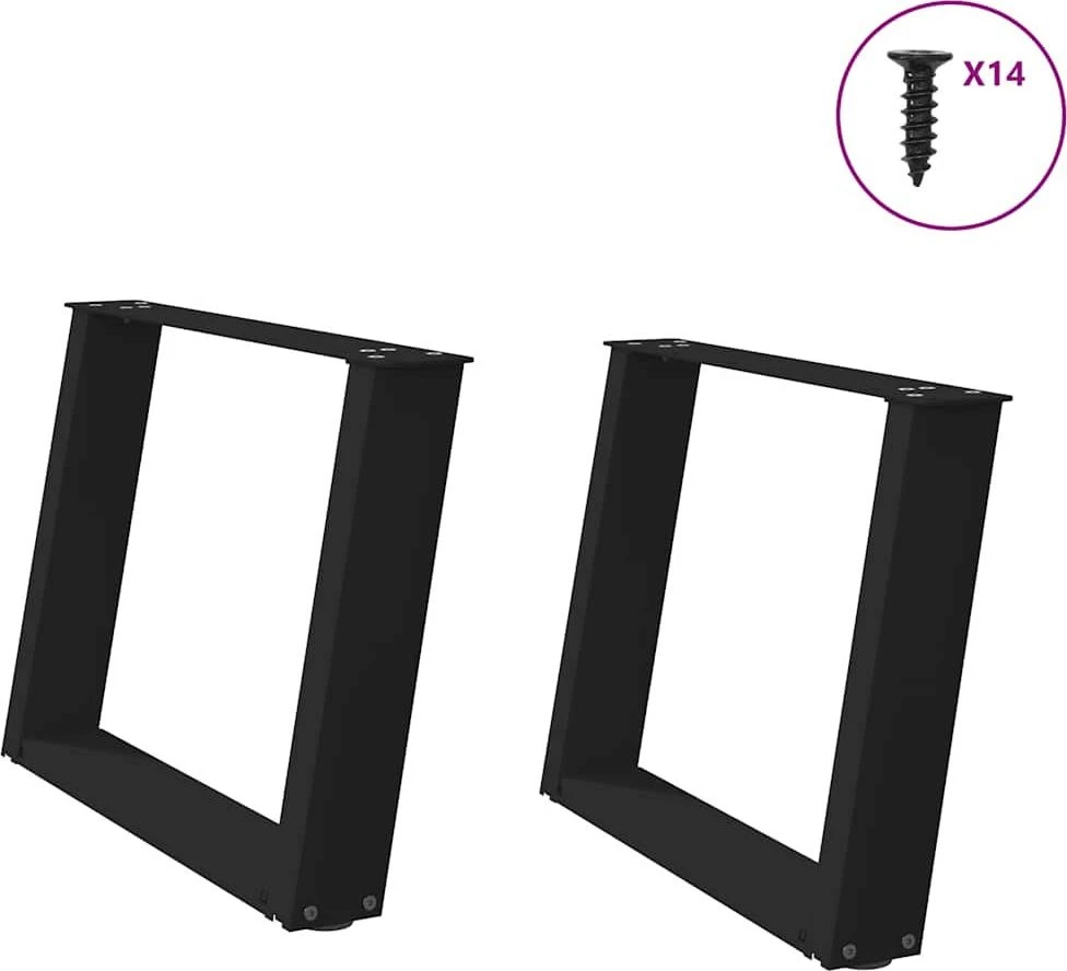Kavos staliuko kojelės, U formos, 2 vnt., juoda, 70x(42-43) cm