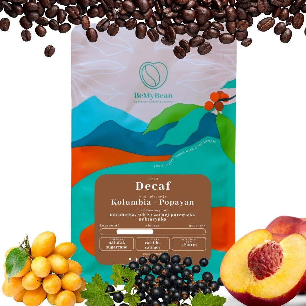 BeMyBean - Kolumbijos Popayan natūrali be kofeino cukranendrių espreso kava, 250 g