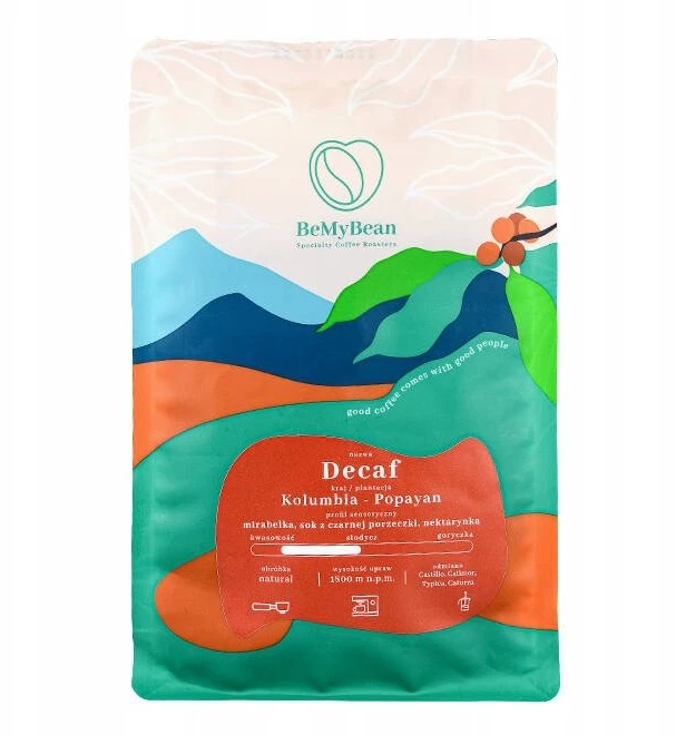 BeMyBean - Kolumbijos Popayan natūrali be kofeino cukranendrių espreso kava, 250 g