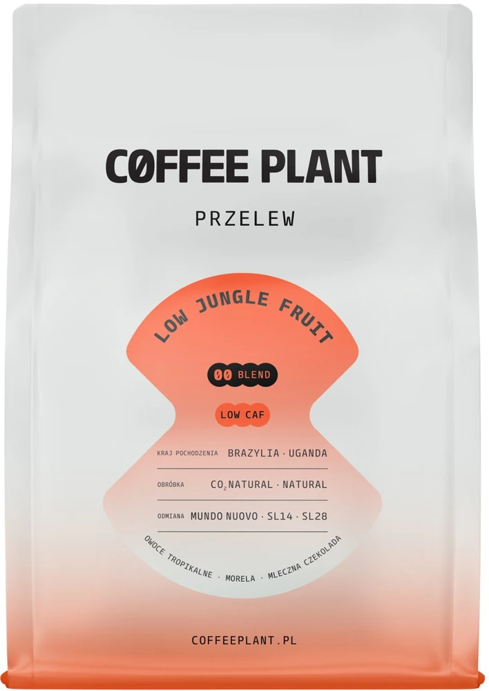 Coffee Plant Kavos plantacija KAVOS AUGALAS - mažai kofeino turinčios kavos pupelės MAŽAI „Jungle Fruit“ filtras 250 g