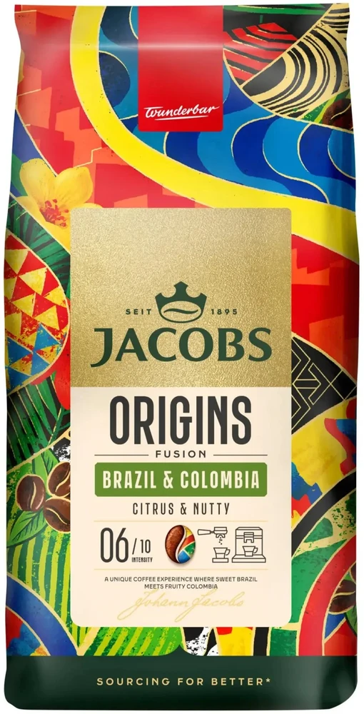 Kavos pupelės JACOBS Origins Brazil & Colombia, 1kg
