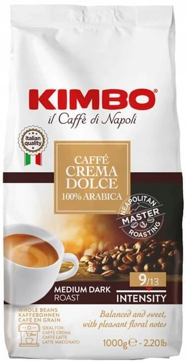 KIMBO Caffè Crema Dolce 100% arabika, 1000 g visos pupelės