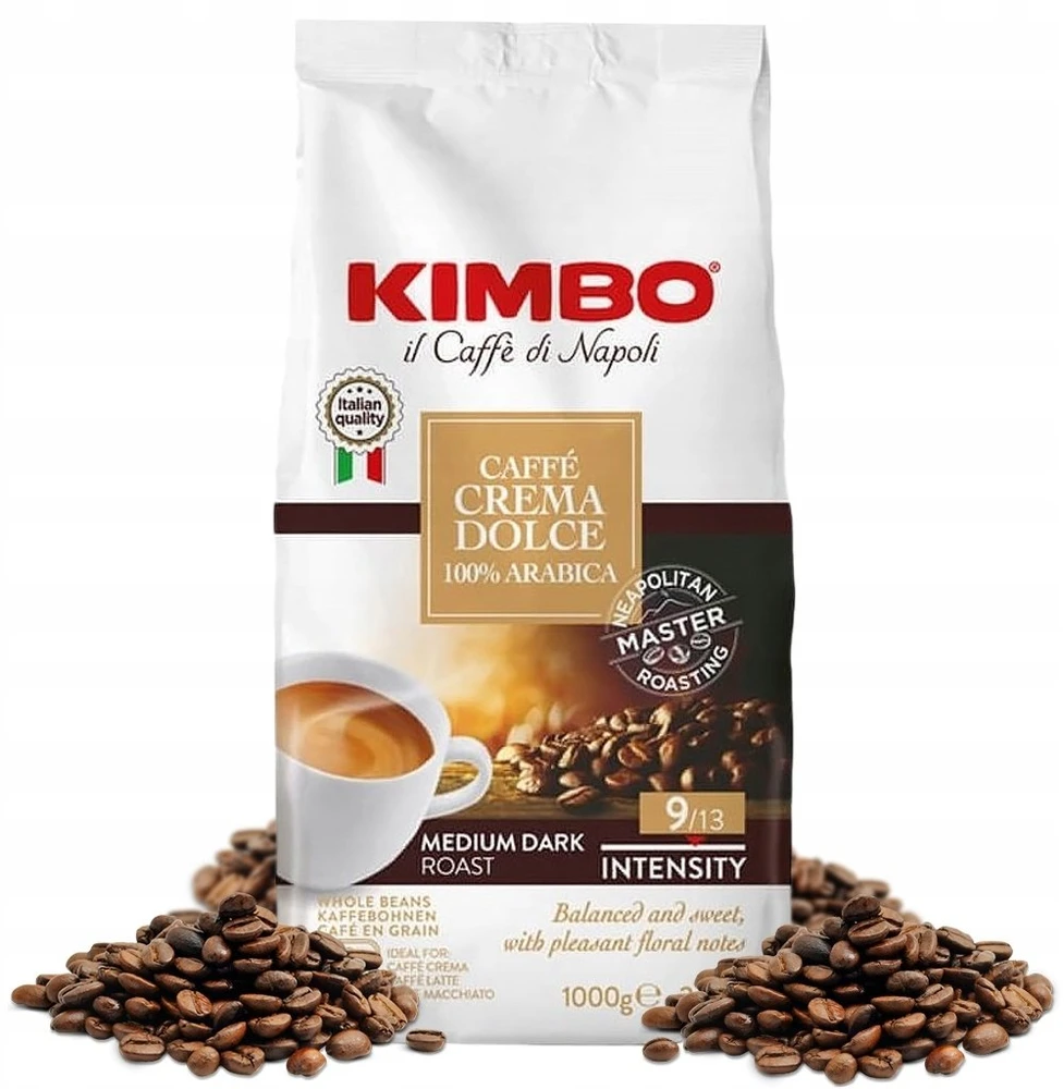 KIMBO Caffè Crema Dolce 100% arabika, 1000 g visos pupelės