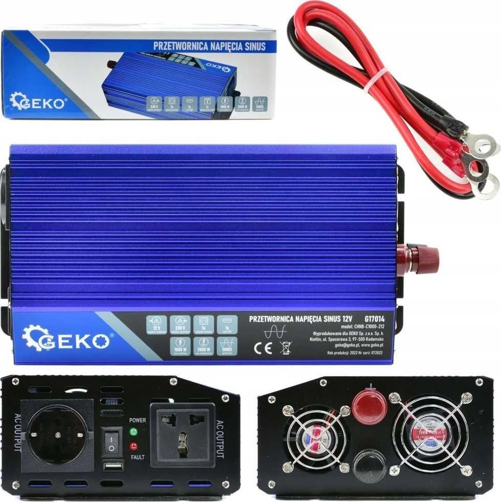 Geko 12V-230V keitiklis su jungčių komplektu