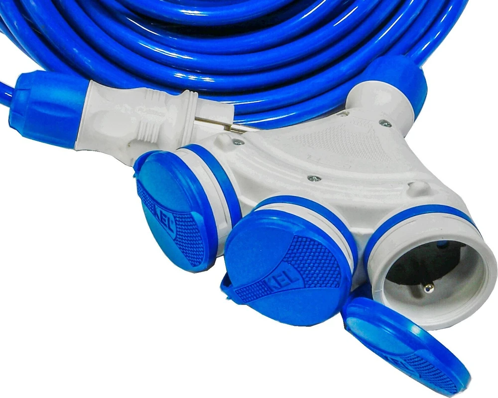 Plastrol KEL Konstrukcinis ilgintuvas 3 lizdų be 10m /H07BQ-F 3x1.5/ IP54 pilka/mėlyna W-01181