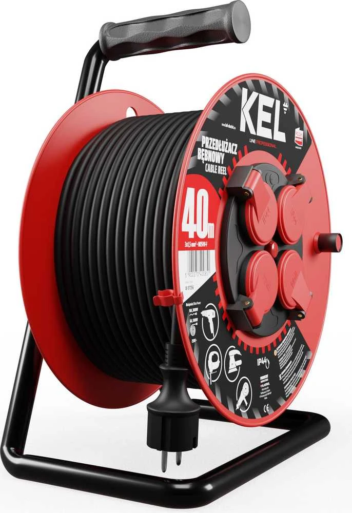 KEL ProFESIONAL LINE 40m H05RR- F 3x1.5 4xGS 16A IP44 juoda (W- 97056)