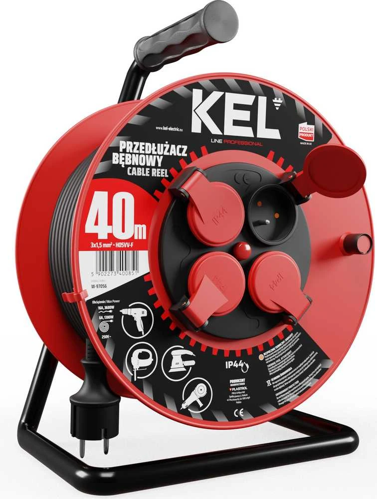 KEL ProFESIONAL LINE 40m H05RR- F 3x1.5 4xGS 16A IP44 juoda (W- 97056)