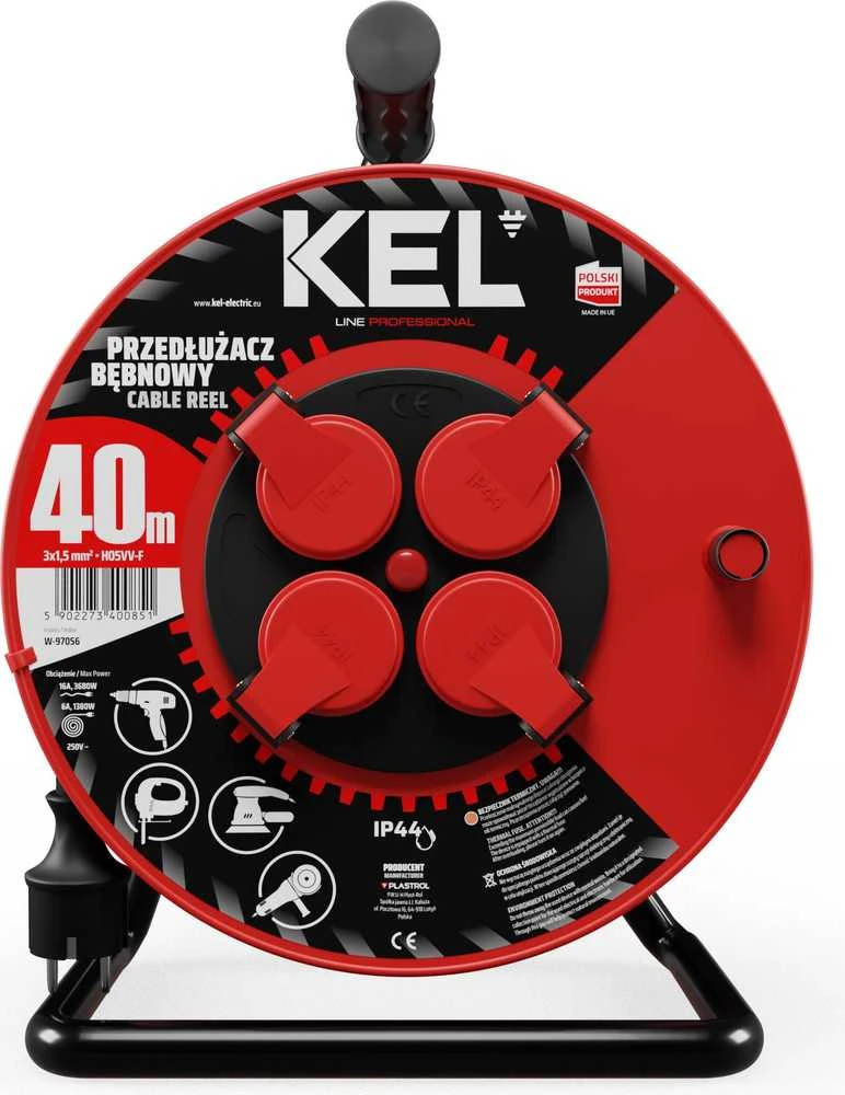 KEL ProFESIONAL LINE 40m H05RR- F 3x1.5 4xGS 16A IP44 juoda (W- 97056)