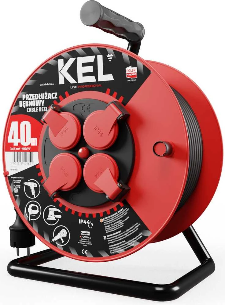 KEL ProFESIONAL LINE 40m H05RR- F 3x1.5 4xGS 16A IP44 juoda (W- 97056)