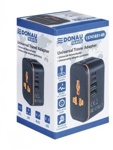 Kelioninis adapteris DONAU TRAVEL 205, juodas