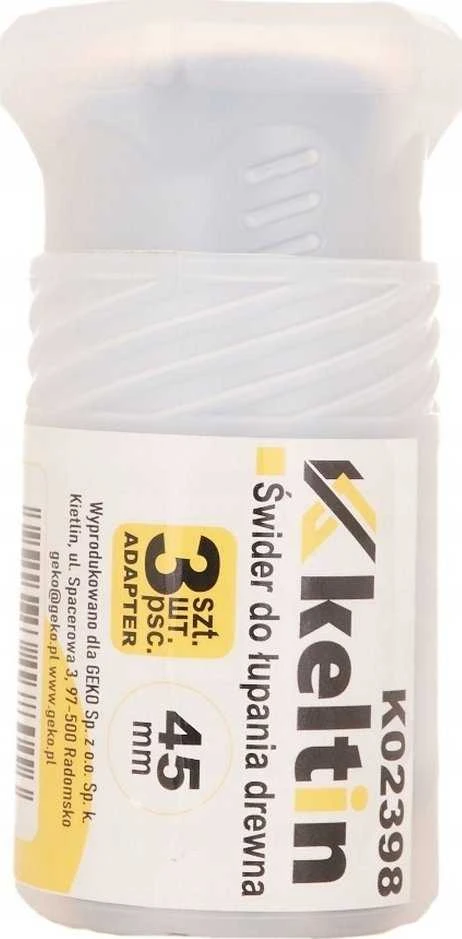 KELTIN Grąžtas – sraigtas malkoms skaldyti 45 mm + adapterių rinkinys 3 vnt. (20)