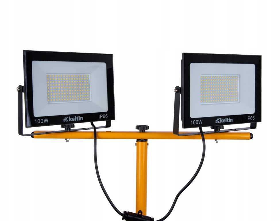KELTIN LED prožektorius 2x100W su teleskopiniu stovu ir laidu – šaltai balta spalva 6500K (1)