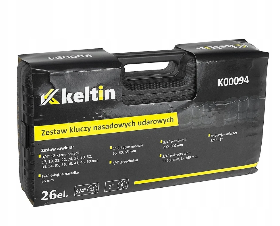 KELTIN Smūginių galvučių raktų rinkinys 26 vnt. 3/4''/1'' 12-kampis/6-kampis 17-65mm (1)
