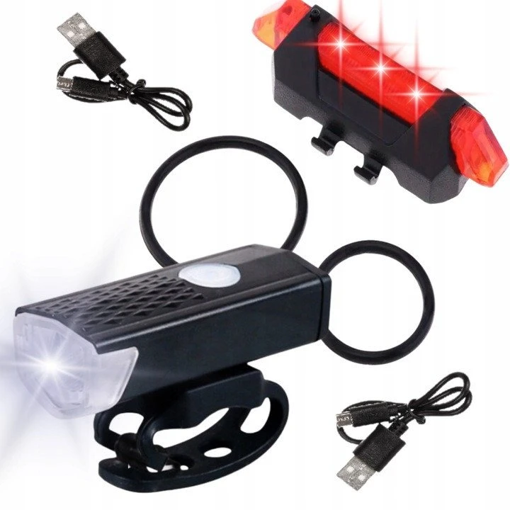 KELTIN Vandeniui atspari dviračio lemputė USB IPX4 – rinkinys priekis (800lm/900mAh) + galas (120lm/120mAh) (120)