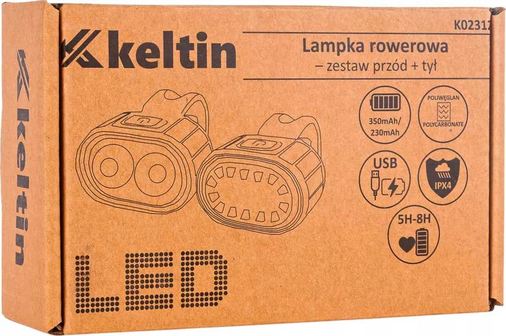 KELTIN vandeniui atsparus IPX4 USB dviračio žibintas – priekinis ir galinis komplektas (120)