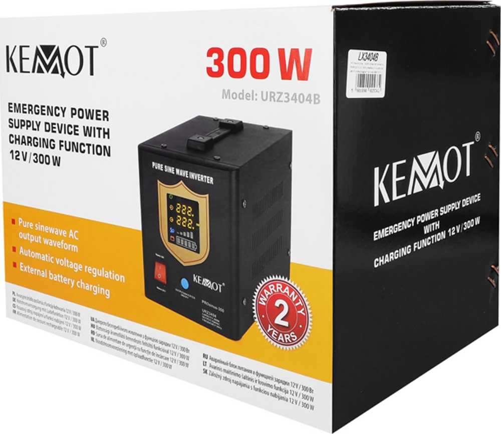 Nepertraukiamo maitinimo šaltinis 300W 12V/230VAC sinusas KEMOT - juodas