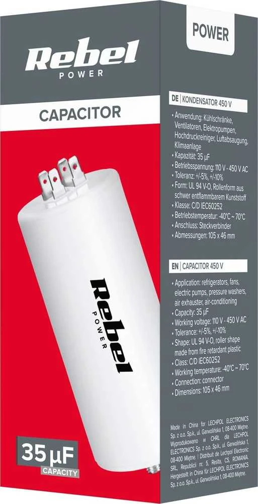 Rebel Kemot Variklio paleidimo kondensatorius 35uF 450V